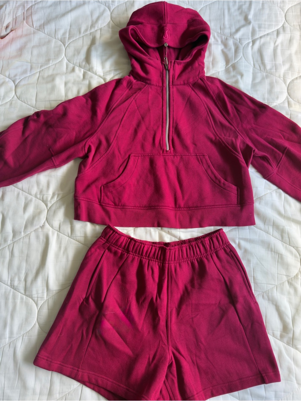 lululemon athletica Fuchsia Hooded Pullover & Shorts Set